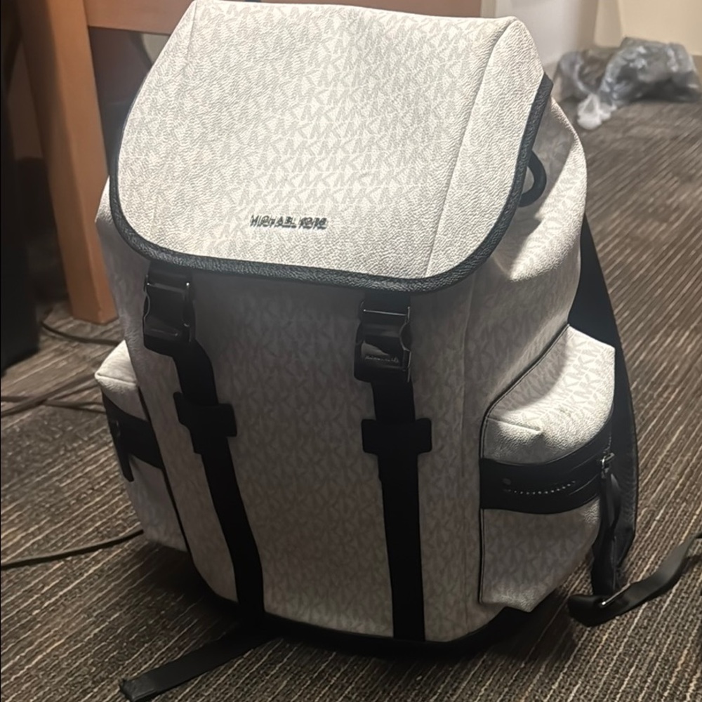 Michael Kors white and Black Backpack with Adjustable Straps